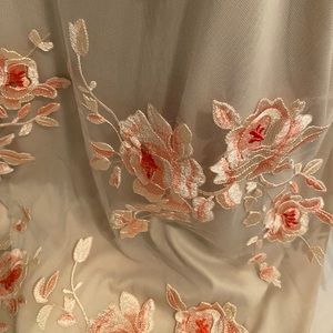 beige by eci embroidered dress BEIGE by ECI Embroidered Floral Denim Dress Size 12